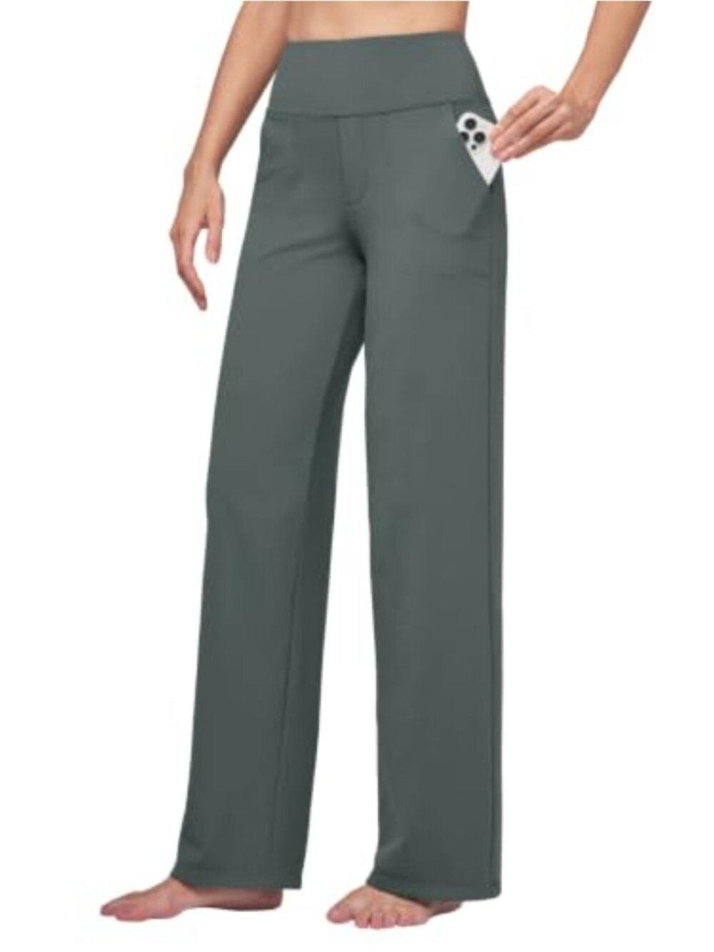Women's Wide Leg Yoga Dress Pants High Waist Stretch Work Slacks with Pockets